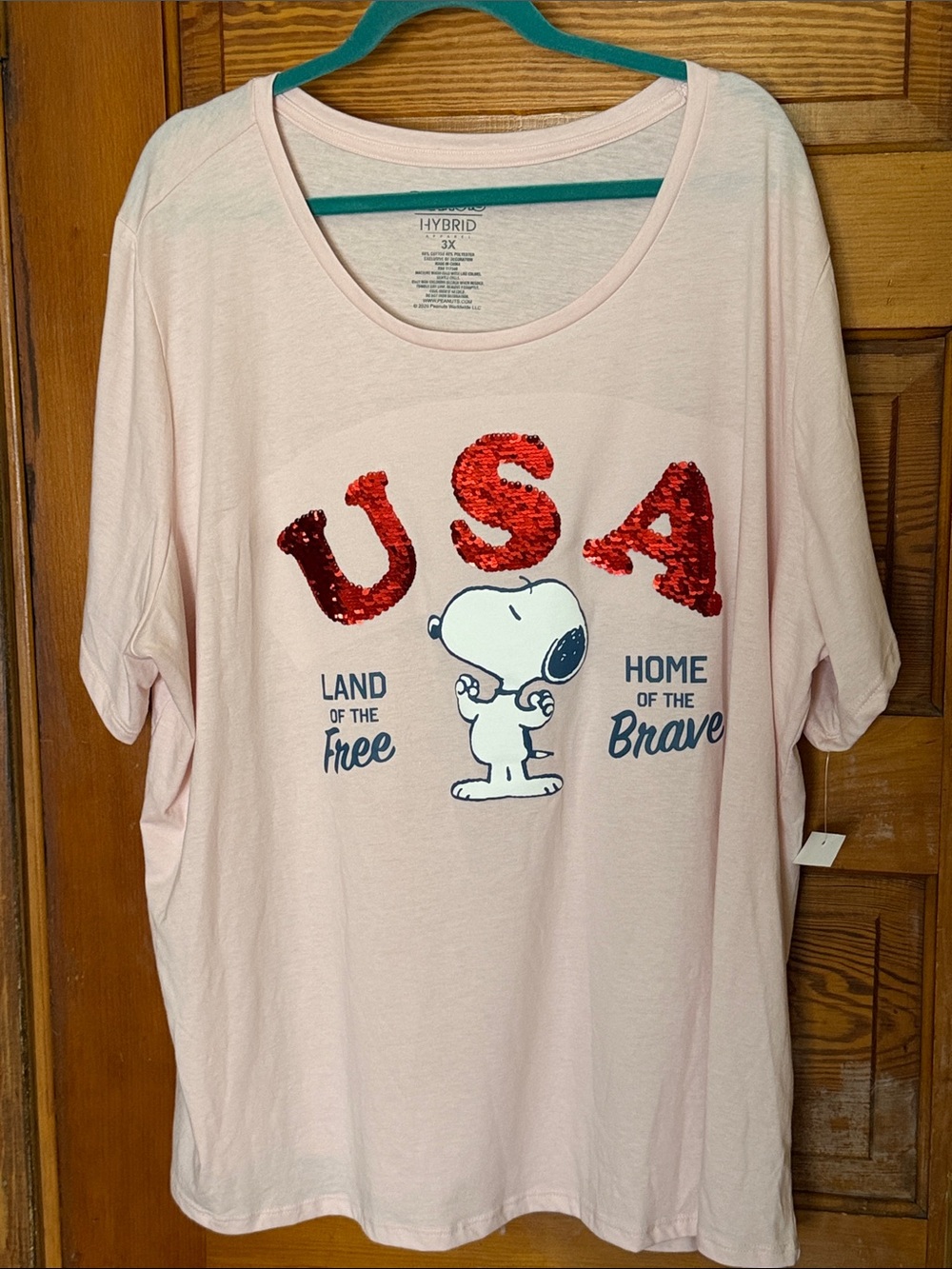 NWT Peanuts Snoopy USA Tee Size 3x Sparkly - See Video!